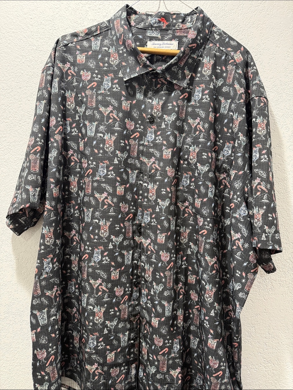 Tommy Bahama Black Short-Sleeve Printed Button-Down Shirt
